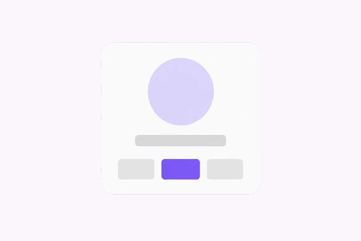 A profile card with an avatar placeholder and three counters below it, only the middle one filled