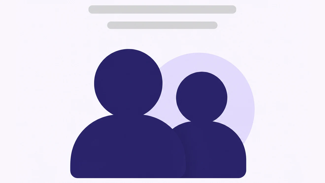 Two overlapping person silhouettes on a violet ground.
