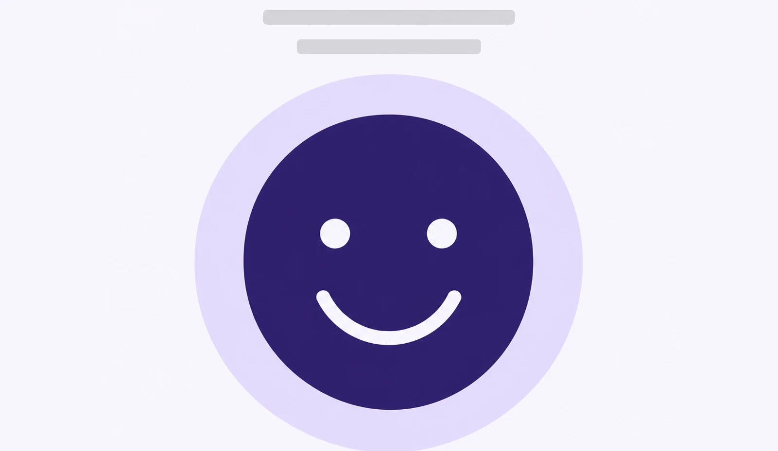 A rounded smiling face shape on a violet ground.