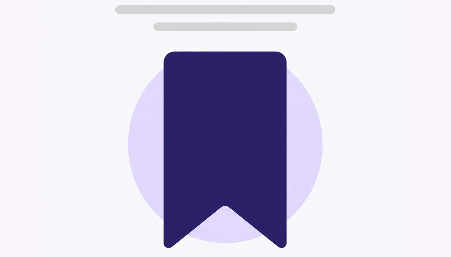 A bookmark ribbon shape with a notched bottom edge on a violet ground.