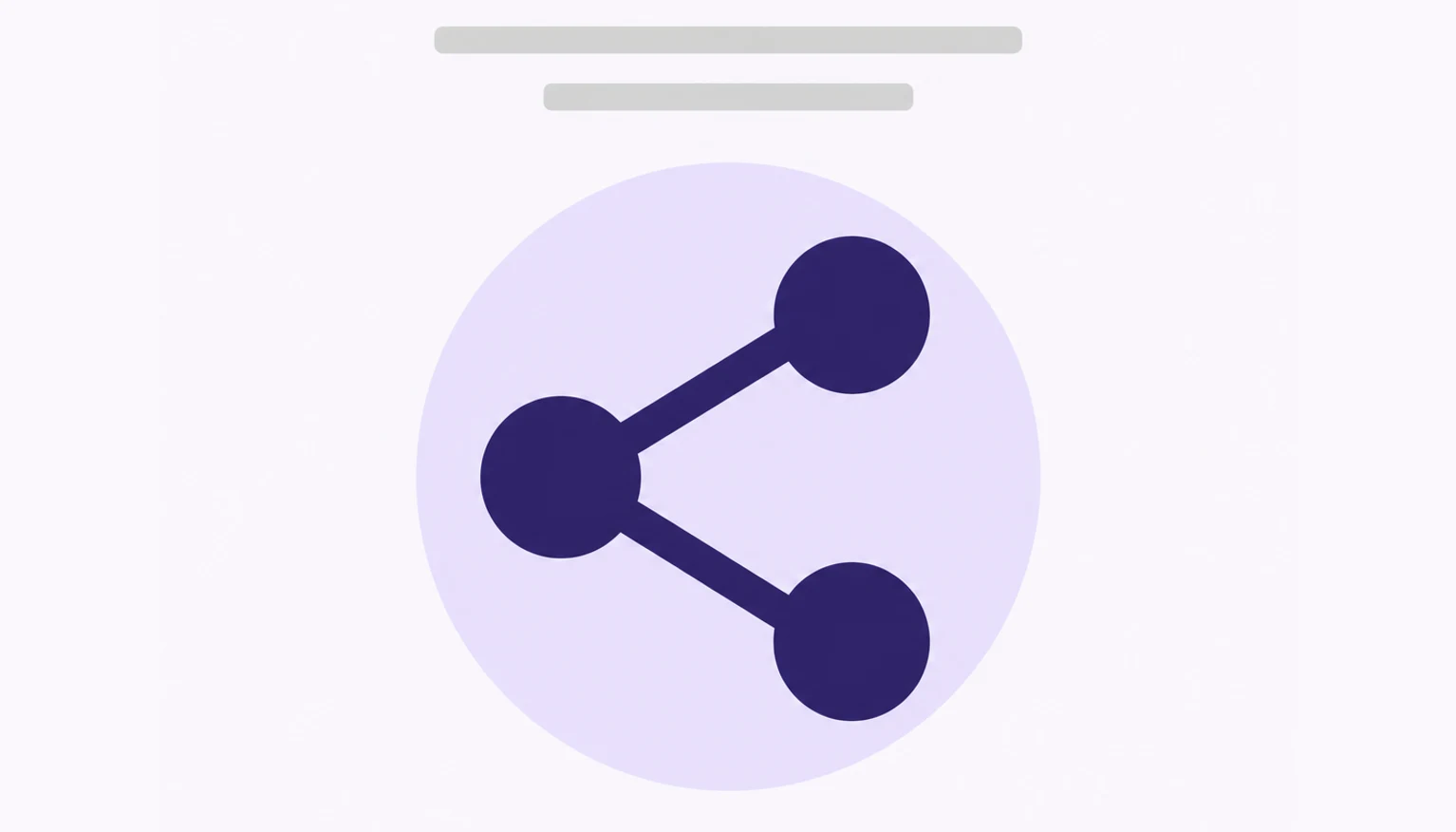 Three connected circles forming a share icon on a violet ground.