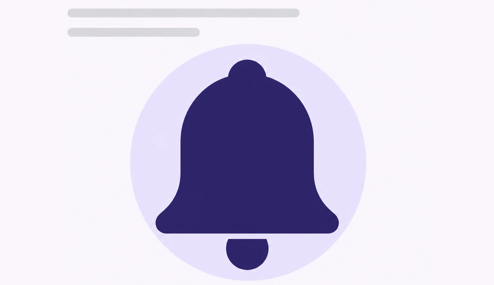 A bell shape with a small circular clapper on a violet ground.