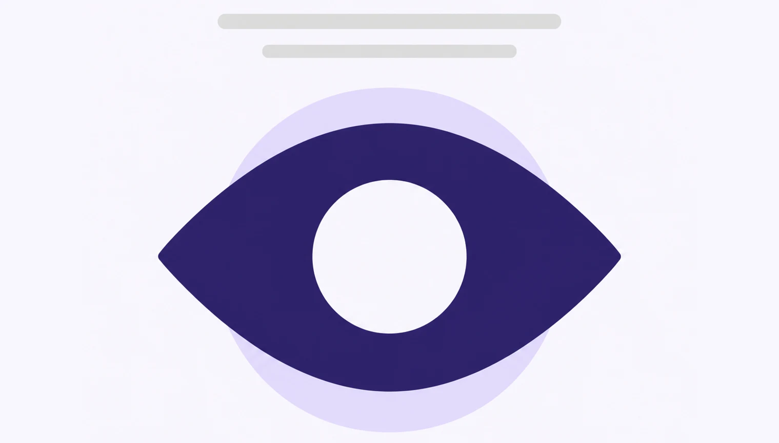 An open eye shape with its pupil cut from the centre on a violet ground.